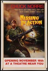 3t0994 MISSING IN ACTION teaser 1sh 1984 cool Watts artwork of Chuck Norris in Vietnam!