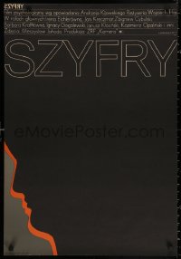 3t0255 SZYFRY Polish 22x32 1966 darkened profile artwork by Leszek Holdanowicz!