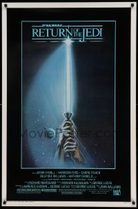 3t1050 RETURN OF THE JEDI 1sh 1983 George Lucas, art of hands holding lightsaber by Reamer!