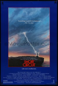 3t1093 SHORT CIRCUIT 1sh 1986 cool artwork of Johnny Five being struck by lightning by John Alvin!
