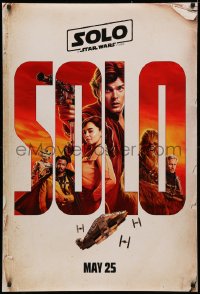 3t1108 SOLO teaser DS 1sh 2018 A Star Wars Story, Ehrenreich, Clarke, Harrelson, art of top cast!