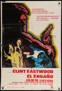 3t0081 BEGUILED South American 1971 cool psychedelic art of Clint Eastwood & Geraldine Page, Don Siegel
