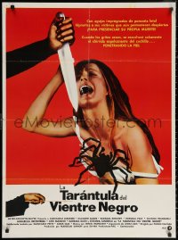 3t0082 BLACK BELLY OF THE TARANTULA South American 1972 art of huge spider, terrified girl attacked by knife!