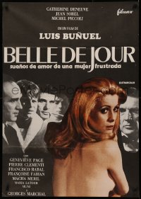 3t0307 BELLE DE JOUR Spanish 1967 Luis Bunuel, close up of sexy topless Catherine Deneuve!