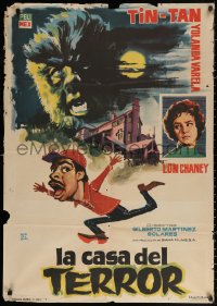 3t0346 LA CASA DEL TERROR Spanish 1961 Lon Chaney Jr., Mexican horror sci-fi, Montalban art!