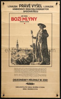 3t0637 BOZI MLYNY 16x25 Czech advertising poster 1919 cool art of statue of man holding a long axe!