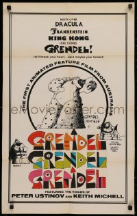 3t0455 GRENDEL GRENDEL GRENDEL 19x30 special poster 1982 move over Dracula, Frankenstein, King Kong!