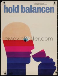 3t0416 HOLD BALANCEN 24x32 Danish special poster 1970s different Saab art of man drinking alcohol!