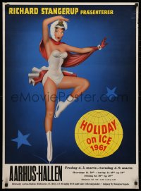 3t0417 HOLIDAY ON ICE 24x34 Danish special poster 1961 figure skating ice capades show!