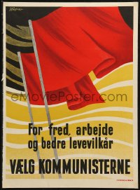 3t0710 VAELG KOMMUNISTERNE 12x17 Danish political campaign 1950s pro-communist red flags by Hugon!