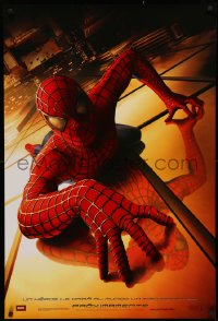 3t1116 SPIDER-MAN int'l French language teaser DS 1sh 2002 Tobey Maguire climbing building, Raimi, Marvel!