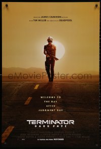 3t1147 TERMINATOR DARK FATE teaser DS 1sh 2019 Schwarzenegger, full-length Linda Hamilton w/shotgun!