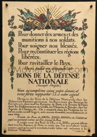 3t0511 BONS DE LA DEFENSE NATIONALE 16x23 French WWI war poster 1910s rooster & more by Guy Arnoux!