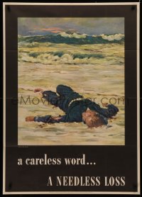 3t0533 CARELESS WORD A NEEDLESS LOSS 29x40 WWII war poster 1943 Anton Fischer art of fallen sailor!
