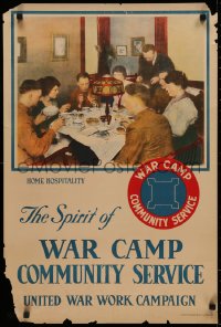 3t0526 UNITED WAR WORK CAMPAIGN 20x30 WWI war poster 1918 the spirit of war camp community service!