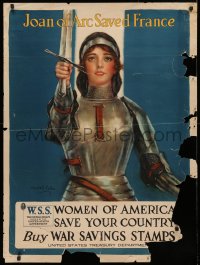 3t0531 WOMEN OF AMERICA SAVE YOUR COUNTRY 30x40 WWI war poster 1918 Joan of Arc by Haskell Coffin!