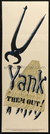 3t0541 YANK THEM OUT 2-sided 10x28 WWII war poster 1944 and see over your load, safety art!