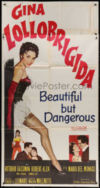 3w0352 BEAUTIFUL BUT DANGEROUS 3sh 1958 full-length art of sexy Gina Lollobrigida, Vittorio Gassman