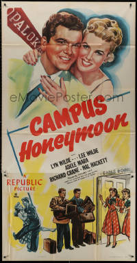 3w0365 CAMPUS HONEYMOON 3sh 1948 twins Lee & Lyn Wilde with Adele Mara & Richard Crane at college!