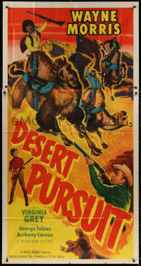 3w0379 DESERT PURSUIT 3sh 1952 Wayne Morris & cowboys riding imported camels instead of horses!