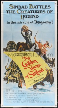 3w0396 GOLDEN VOYAGE OF SINBAD int'l 3sh 1973 Ray Harryhausen, cool fantasy art by Mort Kunstler!