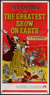 3w0399 GREATEST SHOW ON EARTH int'l 3sh R1970s Cecil B. DeMille circus classic, clown James Stewart!