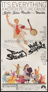 3w0402 HALF A SIXPENCE 3sh 1968 McGinnis art of Tommy Steele with banjo, from H.G. Wells novel!