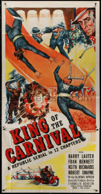 3w0422 KING OF THE CARNIVAL 3sh 1955 Republic serial, crime & circus trapeze disaster artwork!