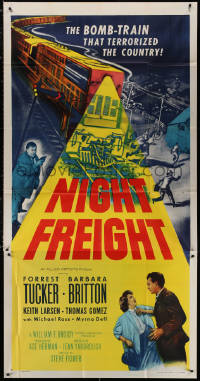 3w0446 NIGHT FREIGHT 3sh 1955 Forrest Tucker & the bomb-train that terrorized the country!