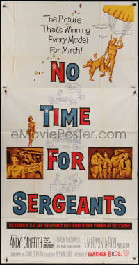 3w0449 NO TIME FOR SERGEANTS 3sh 1958 Andy Griffith, wacky Air Force paratrooper artwork!
