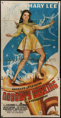 3w0450 NOBODY'S DARLING 3sh 1943 cool art of America's Little Sister Mary Lee dancing on giant tuba!