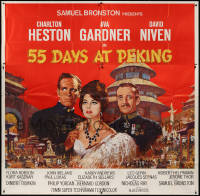 3w0128 55 DAYS AT PEKING 6sh 1963 Terpning art of Charlton Heston, Ava Gardner & David Niven!