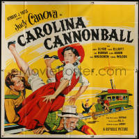 3w0141 CAROLINA CANNONBALL 6sh 1955 wacky art of Judy Canova on train tracks, sci-fi comedy!