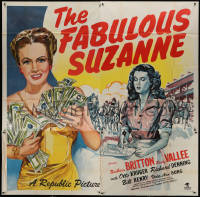 3w0151 FABULOUS SUZANNE 6sh 1946 art of Barbara Britton w/cash she won gambling at horse racing!