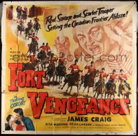 3w0155 FORT VENGEANCE 6sh 1953 cool artwork of Canadian Mounties vs Native American Indians!