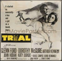 3w0213 TRIAL 6sh 1955 lawyer Glenn Ford, Dorothy McGiure, racial prejudice, cool artwork!