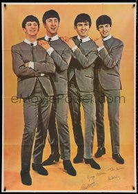 3w0032 BEATLES 39x55 commercial poster 1960s John, Paul, George & Ringo in matching suits & ties!