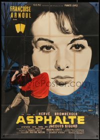 3w1206 ASPHALT French 1p 1961 Herve Bromberger's Asphalte, Basarte art of Francoise Arnoul, rare!