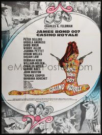 3w1242 CASINO ROYALE French 1p 1967 Bond spy spoof, sexy psychedelic Kerfyser art + photo montage!