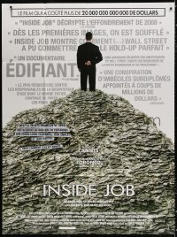 3w1315 INSIDE JOB French 1p 2010 Charles Ferguson, Matt Damon standing on huge pile of money!