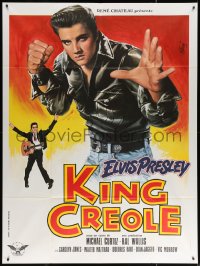 3w1324 KING CREOLE French 1p R1978 best different artwork of tough Elvis Presley by Jean Mascii!