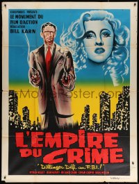 3w1328 L'EMPIRE DU CRIME French 1p 1963 different art of gangster with smoking pistols over skyline!