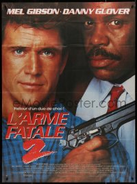 3w1341 LETHAL WEAPON 2 French 1p 1989 great close up of police partners Mel Gibson & Danny Glover!