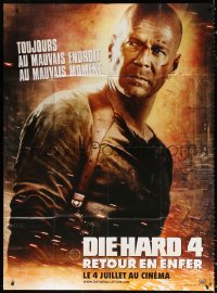 3w1344 LIVE FREE OR DIE HARD advance French 1p 2007 great close up of Bruce Willis as John McClane!