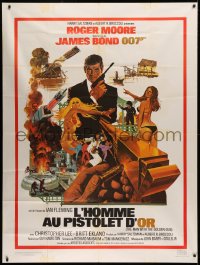3w1350 MAN WITH THE GOLDEN GUN CinePoster REPRO French 1p 1985 McGinnis art of Moore as James Bond!
