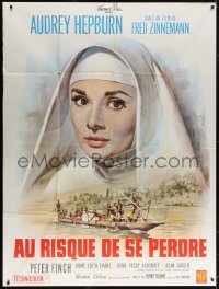 3w1370 NUN'S STORY French 1p R1960s different art of missionary Audrey Hepburn by Jean Mascii!