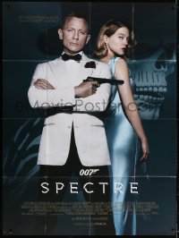 3w1407 SPECTRE DS French 1p 2015 Daniel Craig as James Bond & Lea Seydoux with villain background!