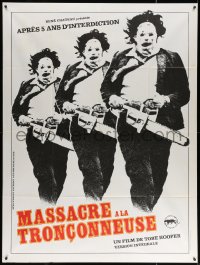 3w1417 TEXAS CHAINSAW MASSACRE French 1p R1980s Tobe Hooper classic, different Leatherface image!