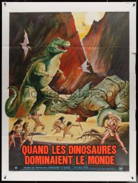 3w1438 WHEN DINOSAURS RULED THE EARTH French 1p 1971 Hammer, different art of cavemen & women!