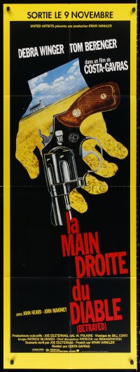 3w1169 BETRAYED French door panel 1988 Cosa-Gavras, cool different art of hand holding gun!